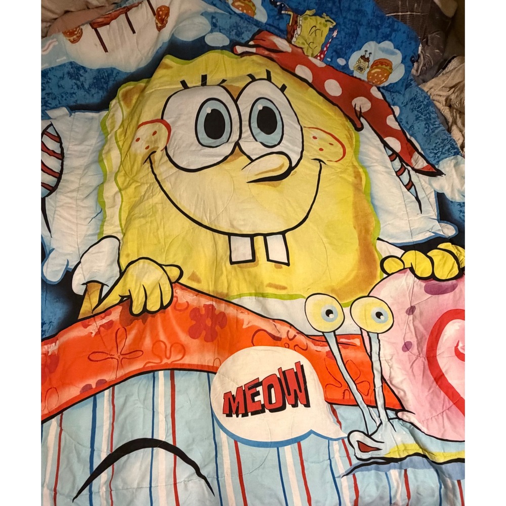 Y2K SpongeBob SquarePants Gary  Snail Reversible Comforter Twin Blue Nickelodeon